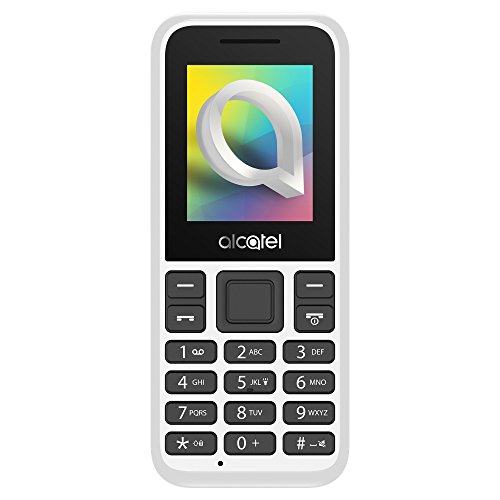 Alcatel 1066D - Telefono móvil de fácil uso, Pantalla de 1.8” QQVGA, 2G, cámara trasera CIF, 4MB de RAM, 4MB de ROM, batería 400mAh (Blanco)