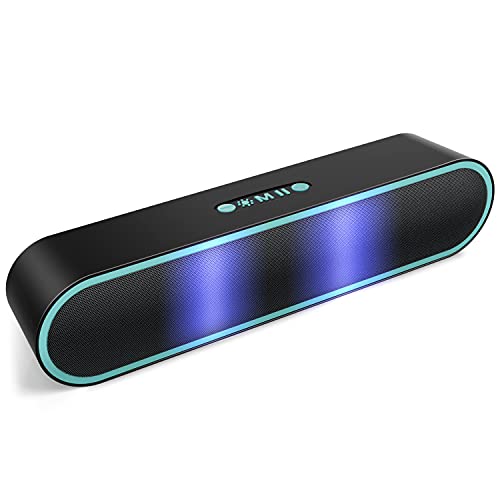 Altavoz Bluetooth Potente Portatil con Luz LED de 5 Modos Altavoces Bluetooth con Radio FM Inalambricos Recargable USB apoya TF Card/Memoria USB de 32G Altavoz Portatil Estereo, Verde