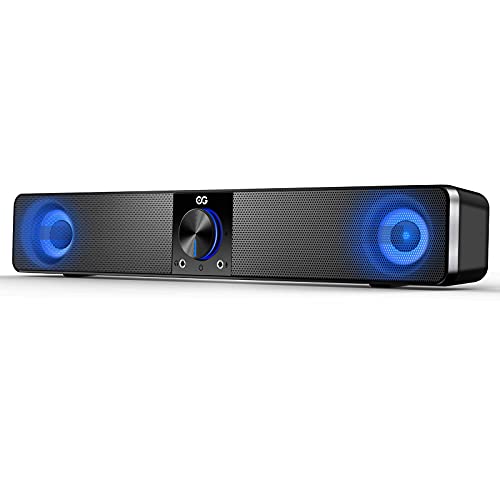 Altavoz PC Sobremesa, 10W Altavoces Gaming USB de Ordenador Sobremesa, Modo Ritmo Barra de Sonido RGB Mejorado con Control Integrado, Dual Canal para Ordenador Portátil, Móvil, Tableta, Fiesta, Regalo