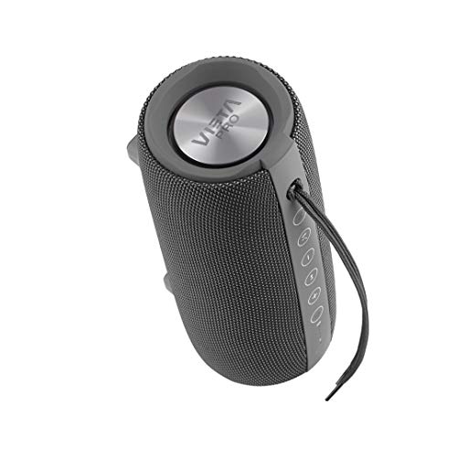 Altavoz Upper 2 de Vieta Pro, con Bluetooth 5.0, True Wireless, Micrófono, Radio FM, 10 Horas de batería, Resistencia al Agua IPX6, Entrada Auxiliar y botón Directo al Asistente Virtual; Gris Plomo