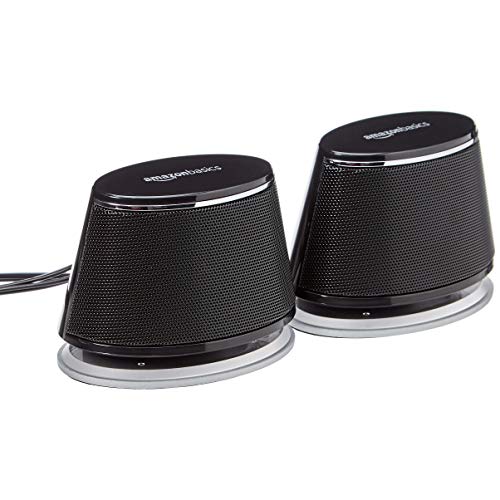 Amazon Basics - Altavoces de ordenador alimentados por USB con sonido dinámico | Negro, juego de 1