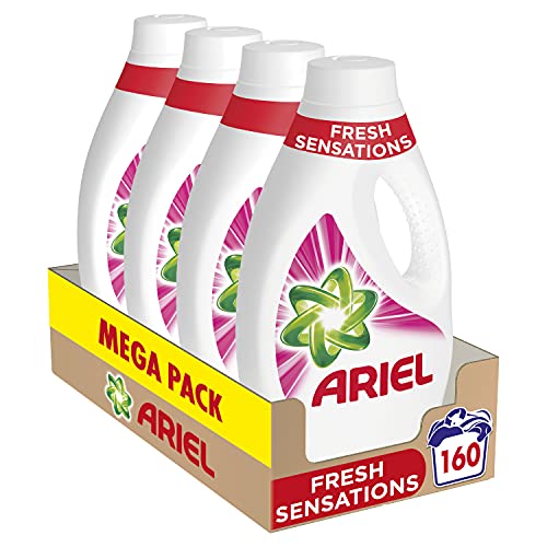 Ariel Detergente Lavadora Líquido, 160 Lavados (4 x 40), Fragancia Sensaciones