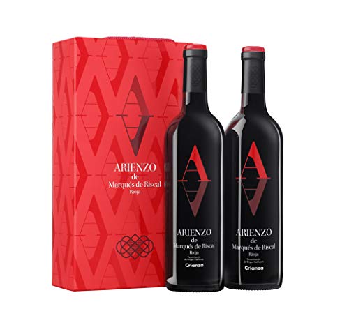 Arienzo de Marqués de Riscal - Vino tinto Crianza Denominación de Origen Calificada Rioja, Variedad Tempranillo, 18 meses en barrica - Estuche 2 botellas x 750 ml - Total 1500 ml