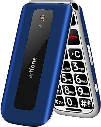 artfone Teléfono Móvil para Mayores, Senior Móviles de Teclas Grandes, SOS Botón, Pantalla de 2,4 Pulgadas, 2G gsm, Doble SIM, Llamada rápida, Sonido Fuerte de Radio, 1000mAh Batería-Azul