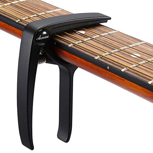 Asmuse Cejilla Guitarra Capo para Guitarra Eléctrica Española Acustica Folk Ukelele Bajo instrumento Ligero Sola Mano Cambio Fácil y Rápido Aleación de Aluminion de Aluminio