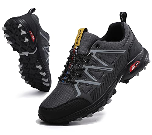 ASTERO Zapatillas Running Hombre Deporte Correr para Zapatos Trail Ligero Calzado Sneakers Deportivos Transpirable Trekking Montaña Talla 41-46(Gris Fresco, Numeric_44)