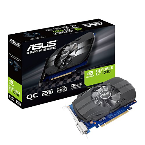ASUS PH-GT1030-O2G - Tarjeta gráfica (NVIDIA GeForce GT 1030, 2 GB GDDR5, 1920 x 1200 Pixeles, 1252 MHz, 1506 MHz) Color Negro