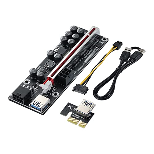 BEYIMEI PCIE Riser 1x a 16x GPU Riser Card, V011-PRO Tarjeta de Expansión, 60cm USB Cable, 2*6PIN Opciones de Alimentación, 10 Condensadore Sólidos, Tarjeta Gráfica Crypto Moneda Minería Mining(1PC)