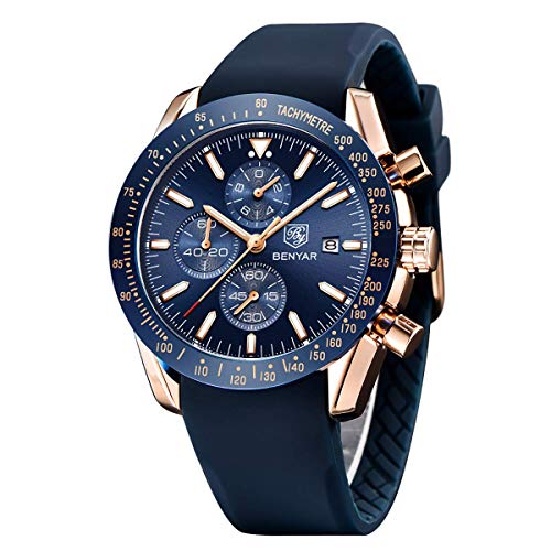 BY BENYAR Casual Reloj de Hombre Cuarzo Analógico Deportes Cronógrafo Impermeable Reloj de Pulsera