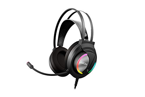 Cascos Gaming KROM KAPPA -NXKROMKAPPA - Auriculares con microfono, Sonido stereo RGB LED rainbow, Altavoces 50mm, Diadema Ajustable, Micro Flexible, USB, Compatible PC, Negro