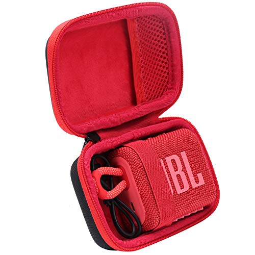 co2CREA Duro Viajar Caja Estuche Funda para JBL GO 3 Altavoz inalámbrico portátil con Bluetooth(Funda Solo) (Caja Negra+Interior Rojo)