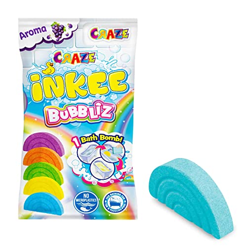 CRAZE INKEE Bombas Baño para Niños con forma de arcoíris Bubbliz con aroma a uva en 5 colores diferentes, juguetes baño 26830