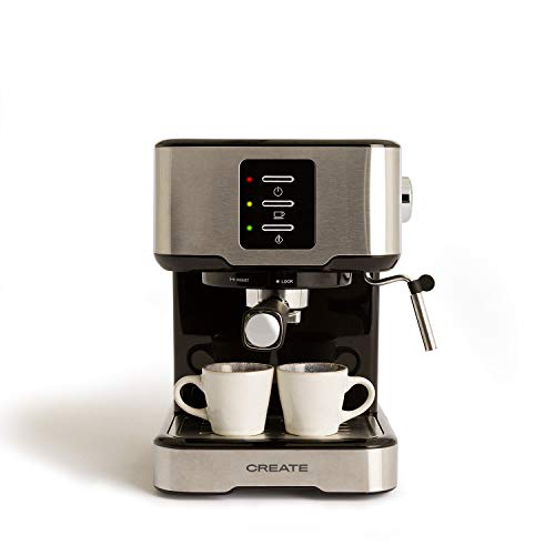CREATE IKOHS Cafetera Express THERA EASY - Cafetera Automática Espress para Espresso y Cappuccino, 20 Bares, 850 W, 1,5 litros, Vaporizador Orientable, Doble Salida, Regulador de Presión (Gris)