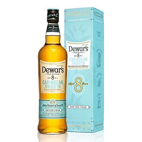 DEWAR'S Whisky Escocés, 8 Años Caribbean Smooth Envejecido en Barricas de Ron y ExBourbon con Notas Dulces y Tropicales, 700ml