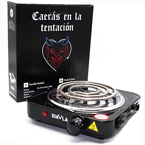 DIAVLA HOOKAH - Encendedor de carbón para Shisha, Hornillo eléctrico para Cachimba, 1000W - Cocina eléctrica camping.