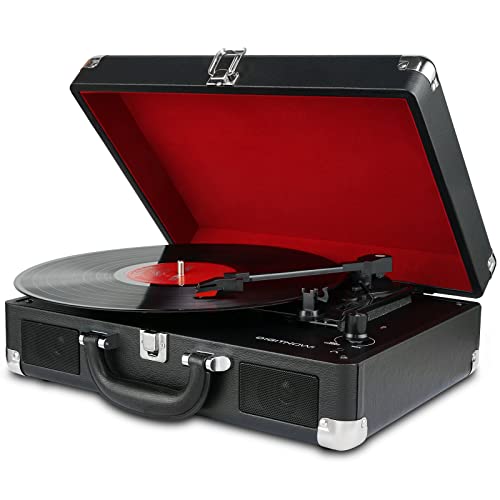 DIGITNOW! Tocadiscos Plato giradiscos Plato Vinilo 33/45/78 RPM, Maleta Portátil con 2 Altavoces Integrados, Grabador de Vinilo a MP3, USB Reproductor MP3, Entrada AUX y RCA, Negro