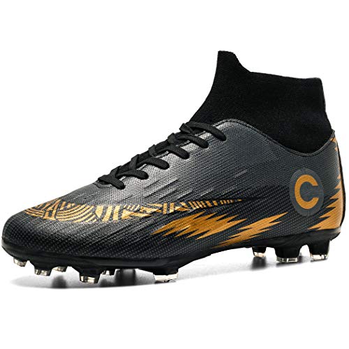 Donbest Botas de Fútbol para Hombre Spike Zapatos de fútbol Profesionales Aire Libre Calzado de Fútbol Atletismo Zapatillas de Fútbol,Negro,EU43