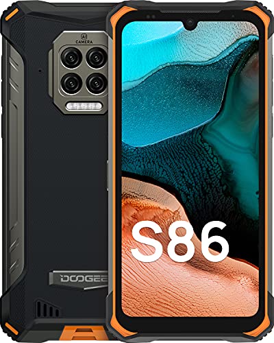 DOOGEE S86 Movil Resistente Agua y Golpes 8500mAh Batería, 6GB RAM+128GB ROM IP68 IP69K Moviles Antigolpes, Cámara Cuádruple 16MP Telefono Movil 4G, Helio P60 6.1 Pulgada Smartphone, NFC/GPS, Naranja