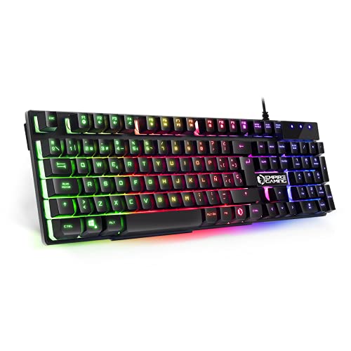 EMPIRE GAMING - Teclado Gamer K300 QWERY Español -105 Teclas Semi-Mecánicas - Retroiluminación LED RGB -19 Teclas Anti-Ghosting -12 Atajos Multimedia - Cable USB