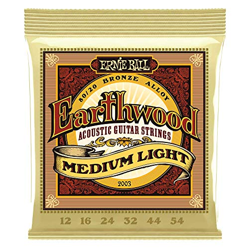 Ernie Ball Earthwoo d Cuerdas para guitarra acústica de bronce medio 80/20 - Indicador 12-54