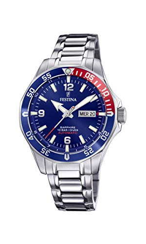 FESTINA Reloj Modelo F20478/2 de la colección AUTOMATICO, Caja de 42,3 mm Azul con Correa de Acero para Caballero