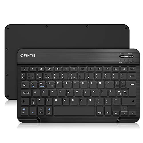 Fintie Teclado Español Ñ Bluetooth Inalámbrico Súper Delgado (4 mm) de 10 Pulgadas para iOS Apple iPad/Tablet Android Samsung, Huawei, Lenovo, Negro