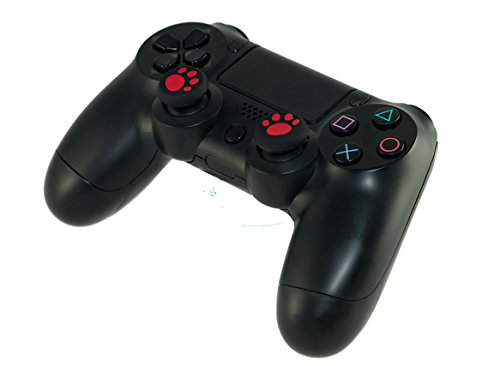 GAMINGER Juego de protectores de palancas de Control Dualshock de PlayStation 4 PS4 - huellas - rojo