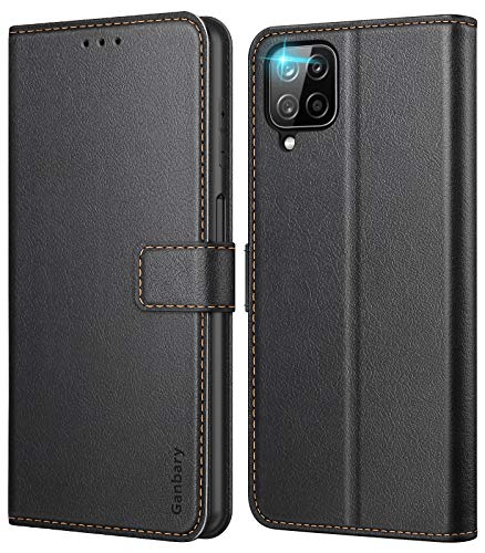 Ganbary Funda Compatible con Samsung A12 /M12, Funda Tapa Libro Movil Carcasa PU Cuero para Samsung Galaxy M12 /A12 [Protección Completa] [Ranura para Tarjeta] [Función de Soporte], Negro