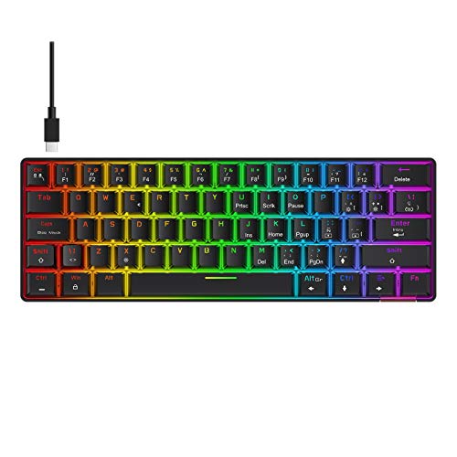 havit Mini Teclado Mecanico Gaming Compacto 60 Español para Juegos Premium, Azul Switches Mecánicos 62 Teclas Gaming Teclado para Juegos y Trabajo