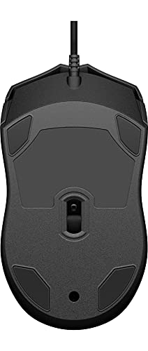 HP 100 - Ratón con Cable (1600 PPP, 2 Botones y Rueda de Desplazamiento, Conexión con cable USB, Windows 10; Windows 8; Windows 7; MacOS 10.1 o superior), Color Negro