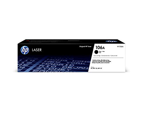 HP 106A W1106A - Cartucho Tóner, de 1.000 Páginas, para Impresoras HP Laser 107A, 107W, 107R, MFP 135AG, MFP 135WG, MFP 137FWG, Negro