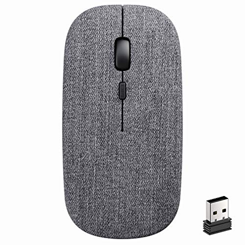 INPHIC Raton inalámbrico portátil, Ultra Delgado 1600DPI USB óptico Raton inalámbrico 2.4G, Recargable y silencioso con Receptor Nano, para PC Tabletas para computadora Mac MacBook, Gris