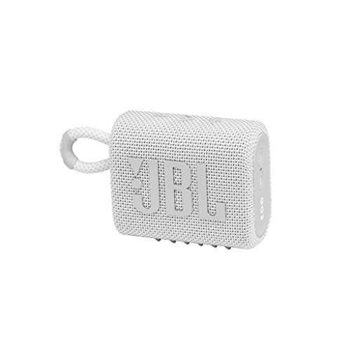 JBL GO 3 - Altavoz inalámbrico portátil con Bluetooth, resistente al agua y al polvo (IP67), hasta 5h de reproducción con sonido de alta fidelidad, blanco