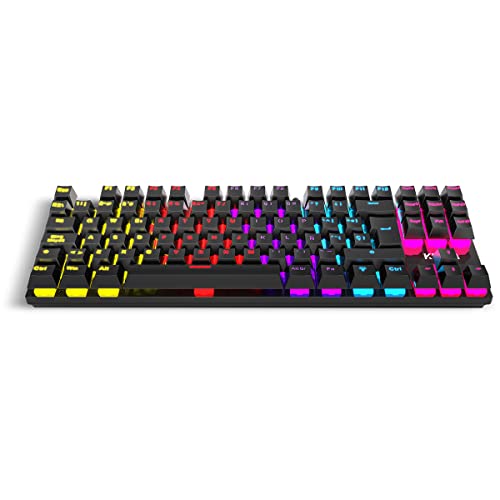 Krom KASIC TKL -NXKROMKASICTKL - Teclado Gaming Mecánico RGB Rainbow, Sin Teclado Numérico, Modo Juego, Anti-gohsting, Windows 7 / 8 / 8.1 / 10, USB, Negro