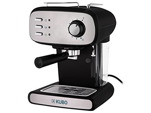 KUBO Cafetera Manual Expresso, Presión 15 bar, Capacidad de 1.2L, 850W, Vaporizador para capuchino o bebidas con leche, Limpieza Fácil