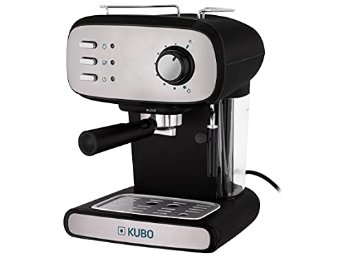 KUBO Cafetera Manual Expresso, Presión 15 bar, Capacidad de 1.2L, 850W, Vaporizador para capuchino o bebidas con leche, Limpieza Fácil