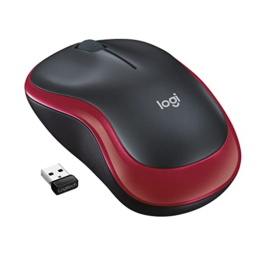 Logitech M185 Ratón Inalámbrico, 2.4GHz con Mini Receptor USB, Batería de 12 Meses, Seguimiento Óptico con Resolución de 1000 dpi, Ambidiestro, Compatible con PC, Mac, Portátil - Rojo