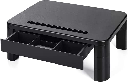 LORYERGO Soporte de Monitor con 3 Alturas Ajustables Monitor Elevador Mesa con Organizador para Almacenamiento, para Monitor de PC Ordenador portátil Impresora de Oficina Alivia el Dolor de Cuello