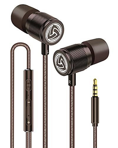 LUDOS Ultra Auriculares In Ear con Cable y Microfono, Nueva Espuma Viscoelástica, Cable Duradero, Graves, Earphones para para iPhone, iPad, Samsung, Mi, Xiaomi, Huawei, Gaming, Deportivos, Ordenador