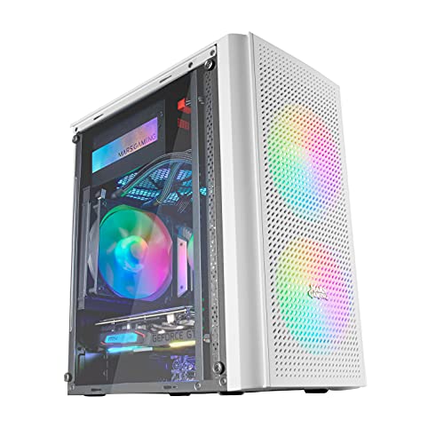 Mars Gaming MC300W Blanco, Caja PC Micro ATX, Cristal Templado, Frontal MESH, 3xVentilador FRGB