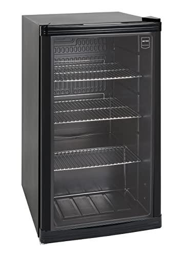 METRO Professional GPC1088 - Frigorífico para bebidas (88 L), pequeño frigorífico con puerta de cristal, bisagra de puerta intercambiable, para gastronomía, terrazas, exteriores (con iluminación)