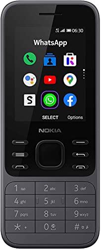 Nokia 6300 4G -Teléfono móvil 2,4'' (4 GB ROM, 512MB RAM, Almacenamiento externo 32GB, Cámara VGA, Batería,4000 mAh, Dual Sim, Qualcomm Snapdragon 210 ), Charcoal