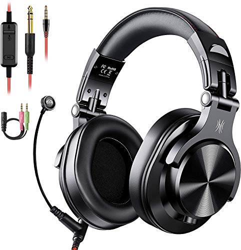 OneOdio Auriculares DJ, Auriculares Micrófono con Cancelación de Ruido, Auriculares con Cable para PC, Auriculares HiFi de Estudio para Monitor de Grabación AMP, Guitarra, Piano, E-Drum, Negro