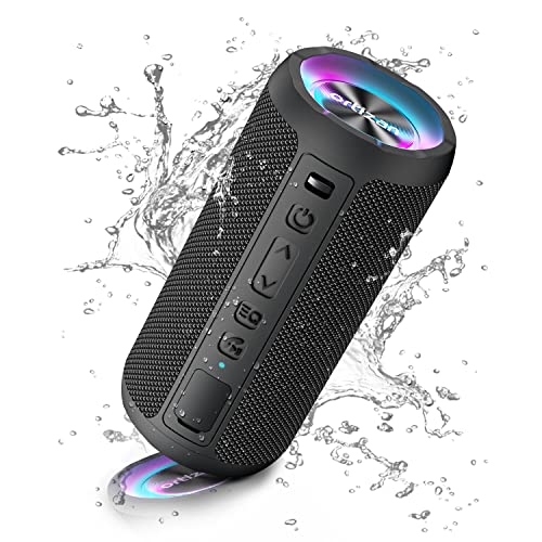 Ortizan Altavoz Bluetooth Potente Portatil X10P Negro con Luz LED de Color Hay Volumen Alto y Graves Potentes, Batería Grande Apoya Reproducción de Música 30H, Bluetooth 5.0 y IPX7 Impermeable