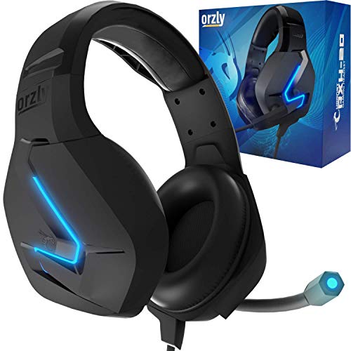 Orzly Auriculares Gaming Compatible con PS5, PS4, PC, Xbox, Nintendo Switch, con microfono, Sonido Premiun RGB Luz LED, cancelación de Ruido - Hornet RXH -20 Abyss Edicion