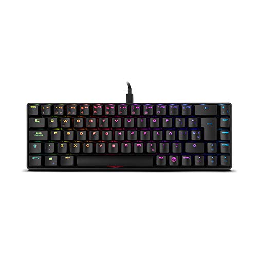 Ozone Gaming Teclado Mini Tactical -OZTACTICALSP- Mecanico sin Teclado numerico, Bluetooth, Switches Outemu Red, Iluminacion LED RGB, Silencioso, Layout Español, Negro