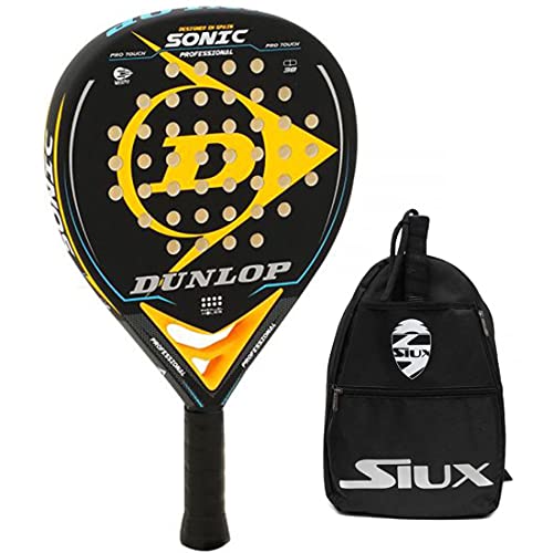 Pala de Padel Dunlop Sonic + Bandolera Siux / Palas de Padel para Hombre Mujer y niño / para Nivel intermedio y avanzado excelente Control y golpeo de Pelotas