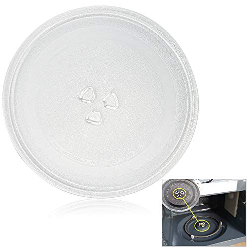 PERFETSELL Plato Microondas Universal 245 mm de Diámetro Plato Giratorio Microondas Plato de Vidrio Plato Giratorio de Cristal para el Horno Microondas con 3 Fijadores, 245 mm