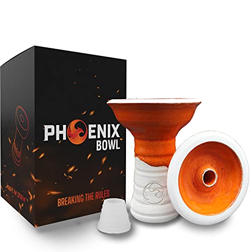 Phoenix Fury 2.0 - Cazoleta Cachimba Shisha Accesorio para Gestor de Calor shisha Tarro Ceramica Artesanal Con Goma para Cachimba o Junta Shisha Consumo optimo Tabaco cachimba - Tipo Phunnel