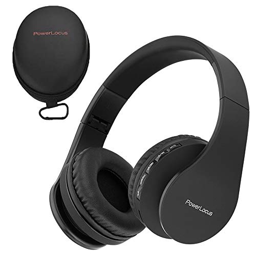 PowerLocus P1 – Auriculares Bluetooth inalambricos de Diadema Cascos Plegables, Casco Bluetooth con Sonido Estéreo con Conexión a Bluetooth Inalámbrico y Audio Cable para Movil, PC, Tablet - Negro